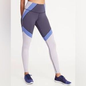 Old Navy High-Waisted Elevate Color-Block Compression Leggings, Pageant Purple,L
